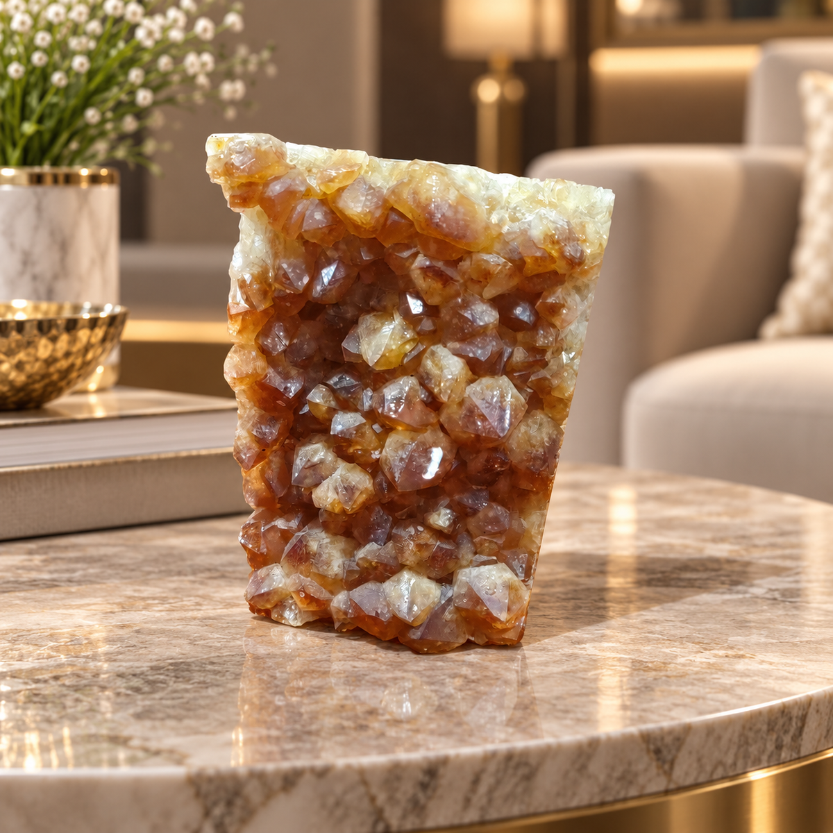 Premium Citrine Crystal Formation – Natural Prosperity & Abundance Home Décor (8×11 cm, 966 gm)