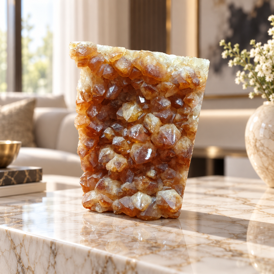 Premium Citrine Crystal Formation – Natural Prosperity & Abundance Home Décor (8×11 cm, 966 gm)