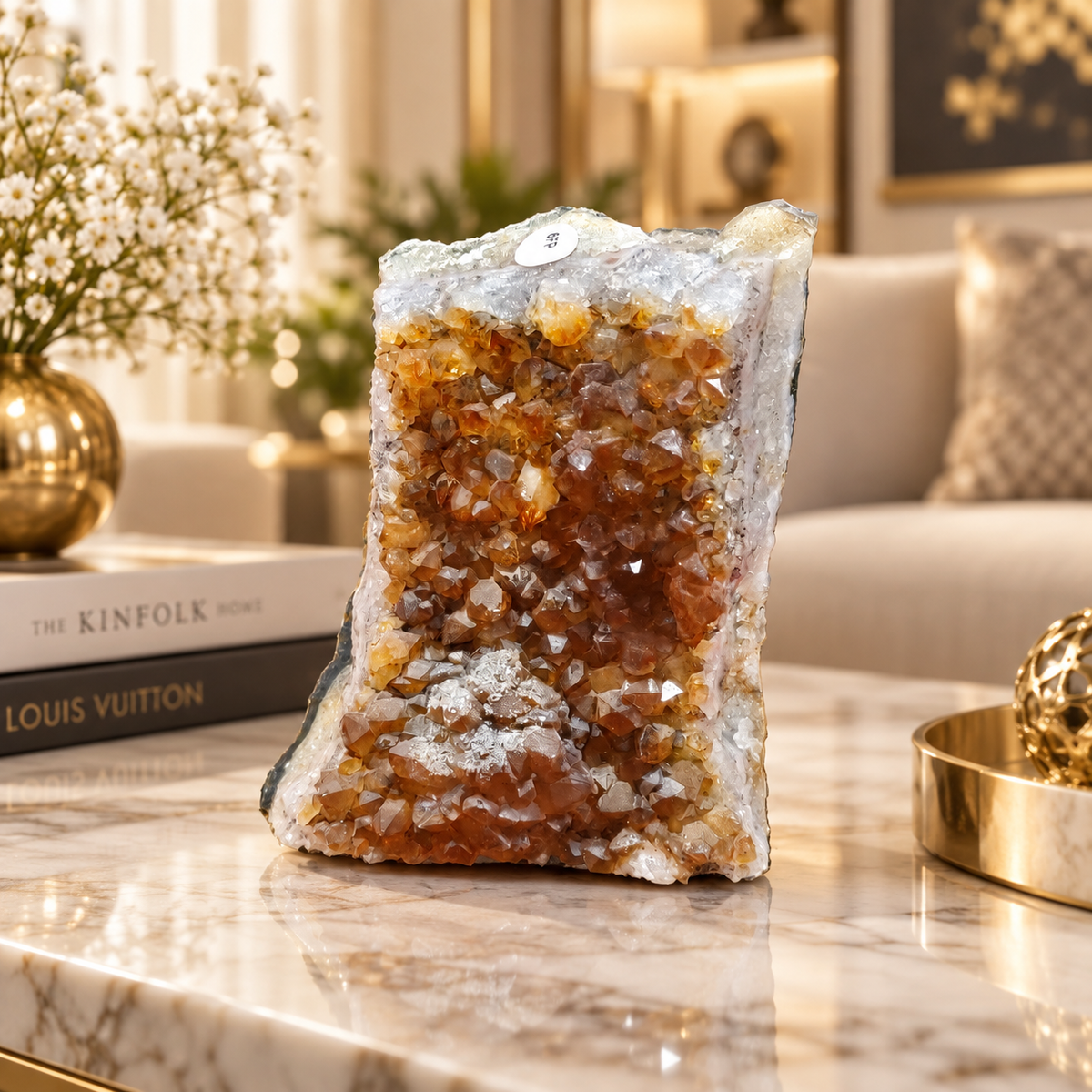 Natural Citrine Crystal Cluster Décor – Abundance, Success & Positive Energy Symbol (6×10 cm, 491 gm)