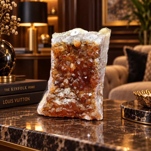 Natural Citrine Crystal Cluster Décor – Abundance, Success & Positive Energy Symbol (6×10 cm, 491 gm)
