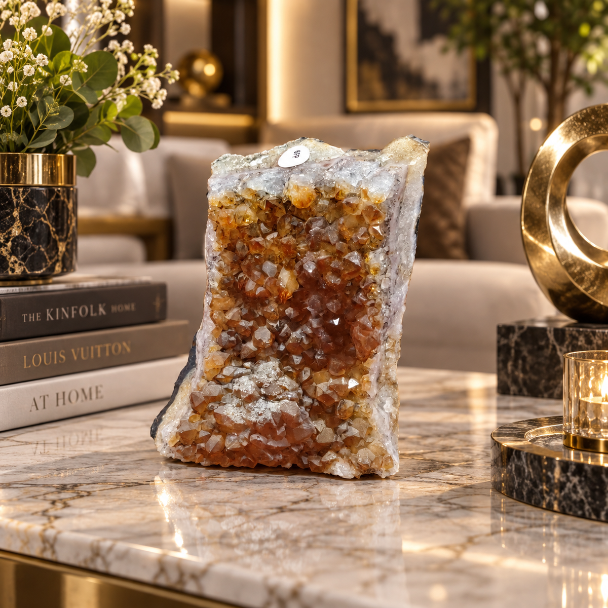 Natural Citrine Crystal Cluster Décor – Abundance, Success & Positive Energy Symbol (6×10 cm, 491 gm)