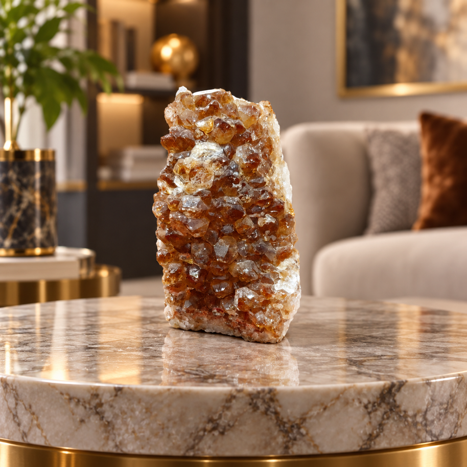 Citrine Crystal Formation Décor – Premium Natural Crystal for Abundance & Prosperity (10×6 cm, 572 gm)