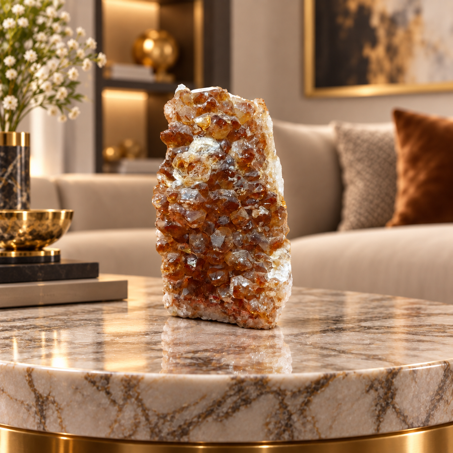 Citrine Crystal Formation Décor – Premium Natural Crystal for Abundance & Prosperity (10×6 cm, 572 gm)