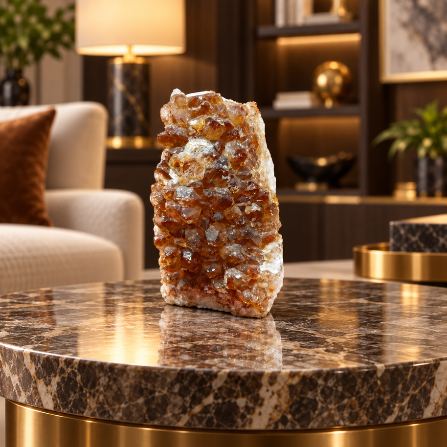 Citrine Crystal Formation Décor – Premium Natural Crystal for Abundance & Prosperity (10×6 cm, 572 gm)