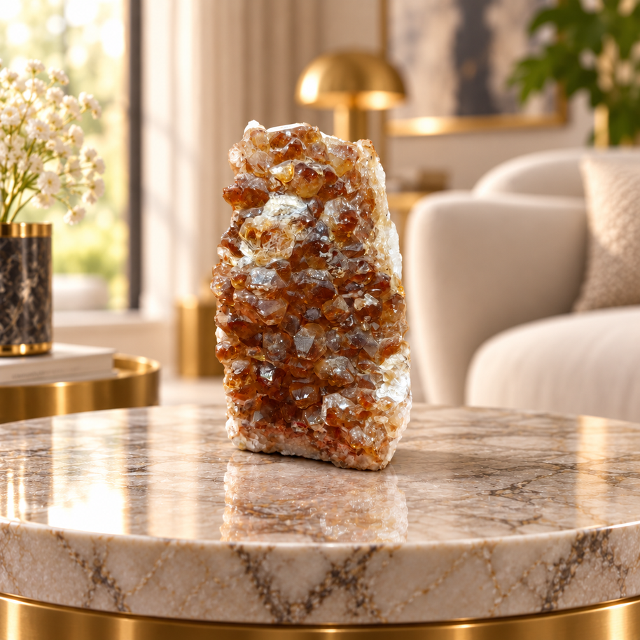 Citrine Crystal Formation Décor – Premium Natural Crystal for Abundance & Prosperity (10×6 cm, 572 gm)