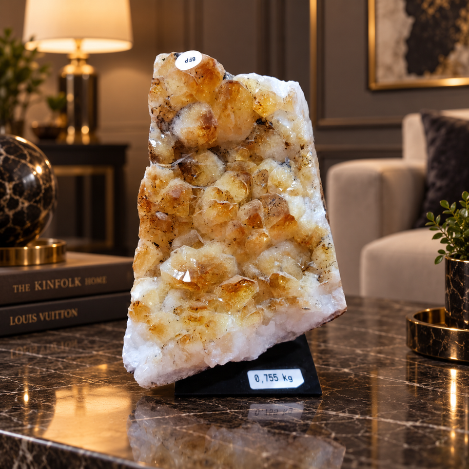 Premium Natural Citrine Crystal Décor – Symbol of Wealth, Abundance & Positivity (8×13 cm, 755 gm)