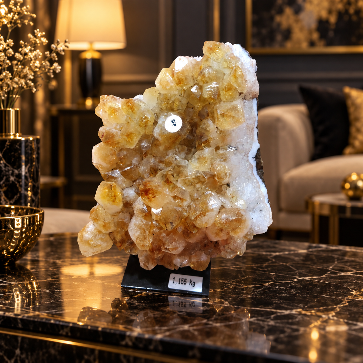 Natural Citrine Crystal Formation – Premium Abundance & Positive Energy Décor (14×11 cm, 1.155 kg)