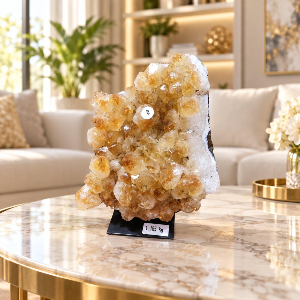 Natural Citrine Crystal Formation – Premium Abundance & Positive Energy Décor (14×11 cm, 1.155 kg)