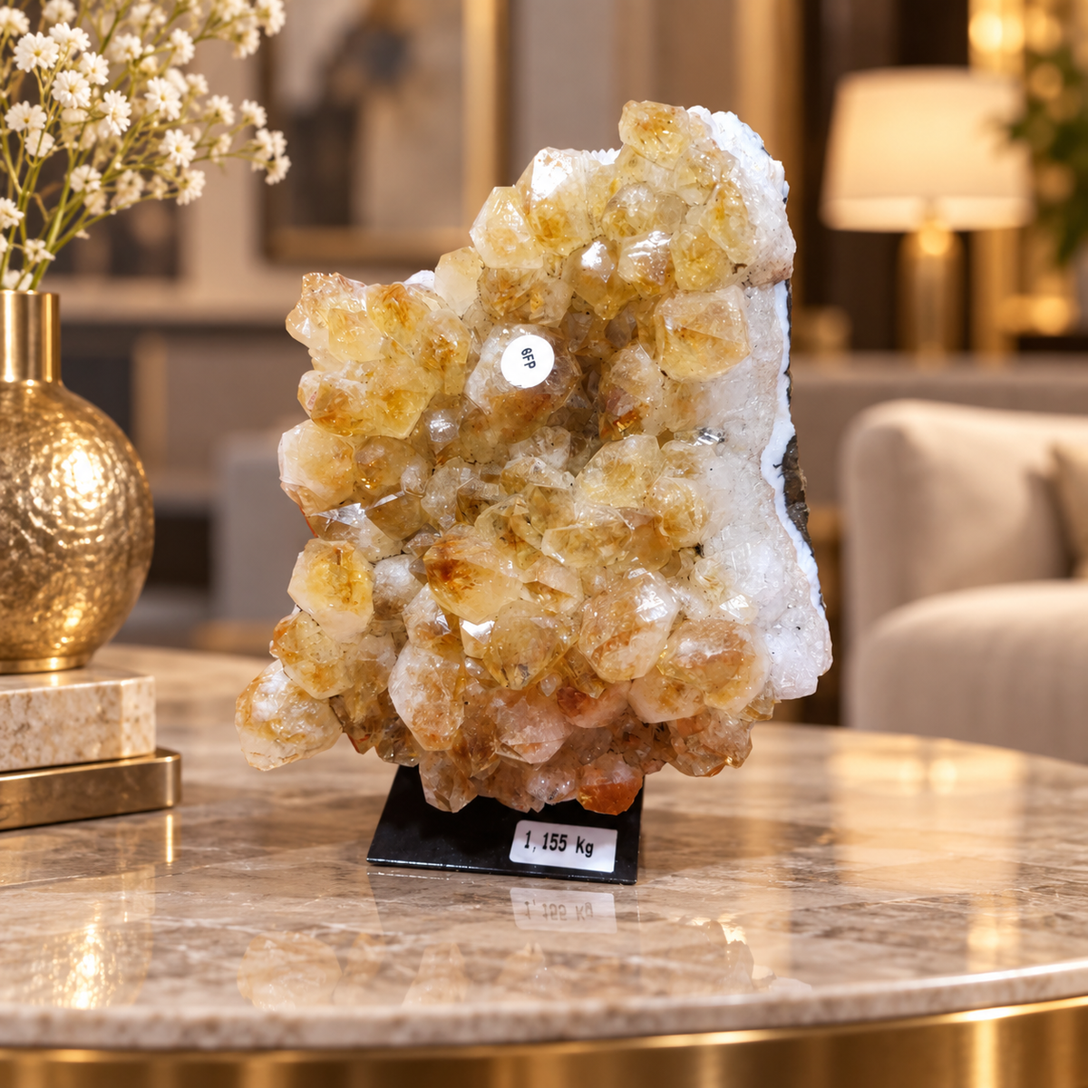 Natural Citrine Crystal Formation – Premium Abundance & Positive Energy Décor (14×11 cm, 1.155 kg)
