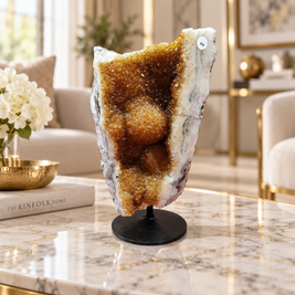 Natural Citrine Crystal Cluster Décor – Abundance, Success & Positive Energy Symbol (17×9 cm, 1.41 kg)