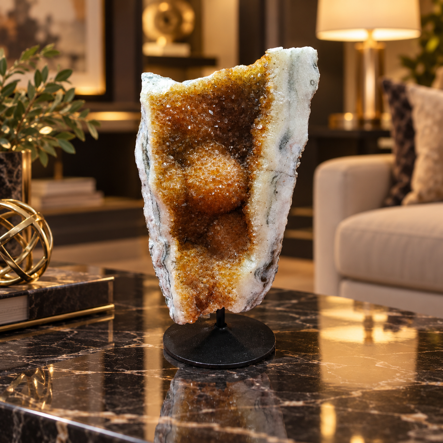 Natural Citrine Crystal Cluster Décor – Abundance, Success & Positive Energy Symbol (17×9 cm, 1.41 kg)