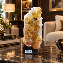 Premium Citrine Crystal Cluster – Natural Abundance, Prosperity & Success Décor (5×11 cm, 435 gm)