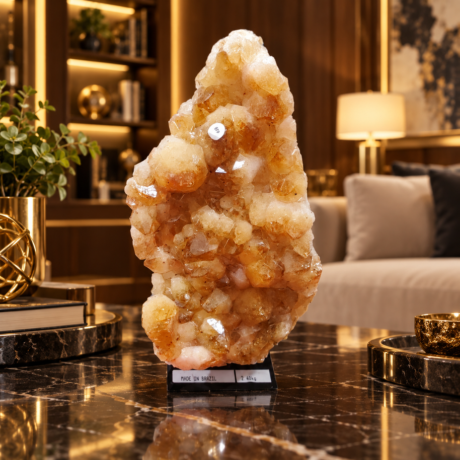 Citrine Crystal Décor Piece – Premium Natural Formation for Positivity & Abundance (10×22 cm, 2.4 kg)
