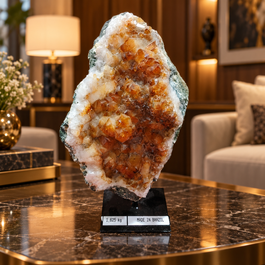 Premium Citrine Crystal Formation – Natural Prosperity & Abundance Home Décor (10×19 cm, 1.625 kg)