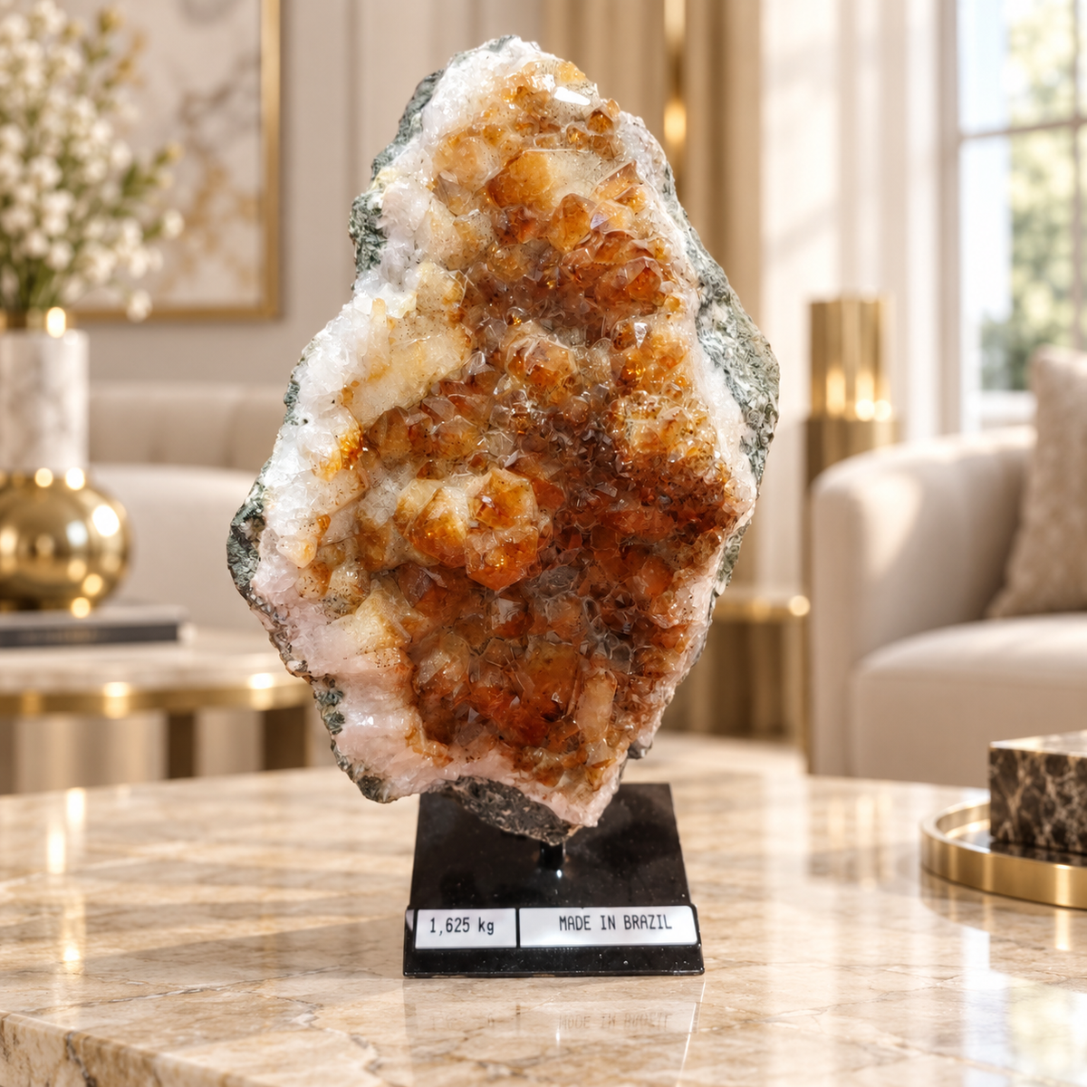 Premium Citrine Crystal Formation – Natural Prosperity & Abundance Home Décor (10×19 cm, 1.625 kg)