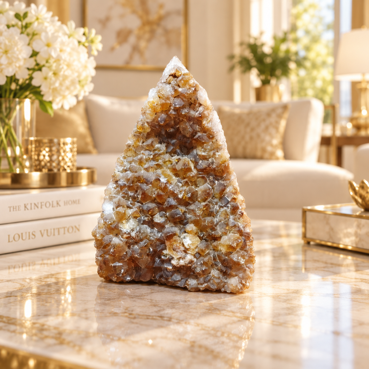 Premium Natural Citrine Crystal Décor – Symbol of Wealth, Abundance & Positivity (10× 7 cm, 422 gm)