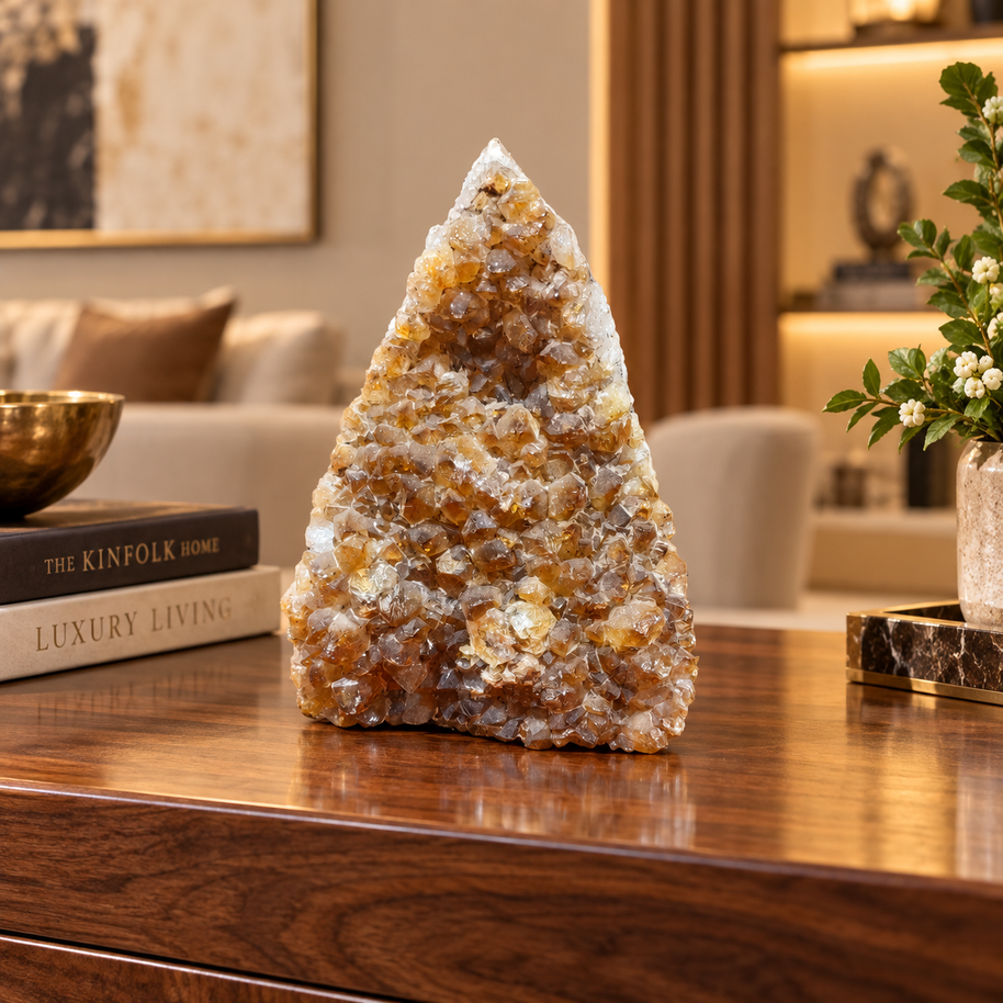 Premium Natural Citrine Crystal Décor – Symbol of Wealth, Abundance & Positivity (10× 7 cm, 422 gm)