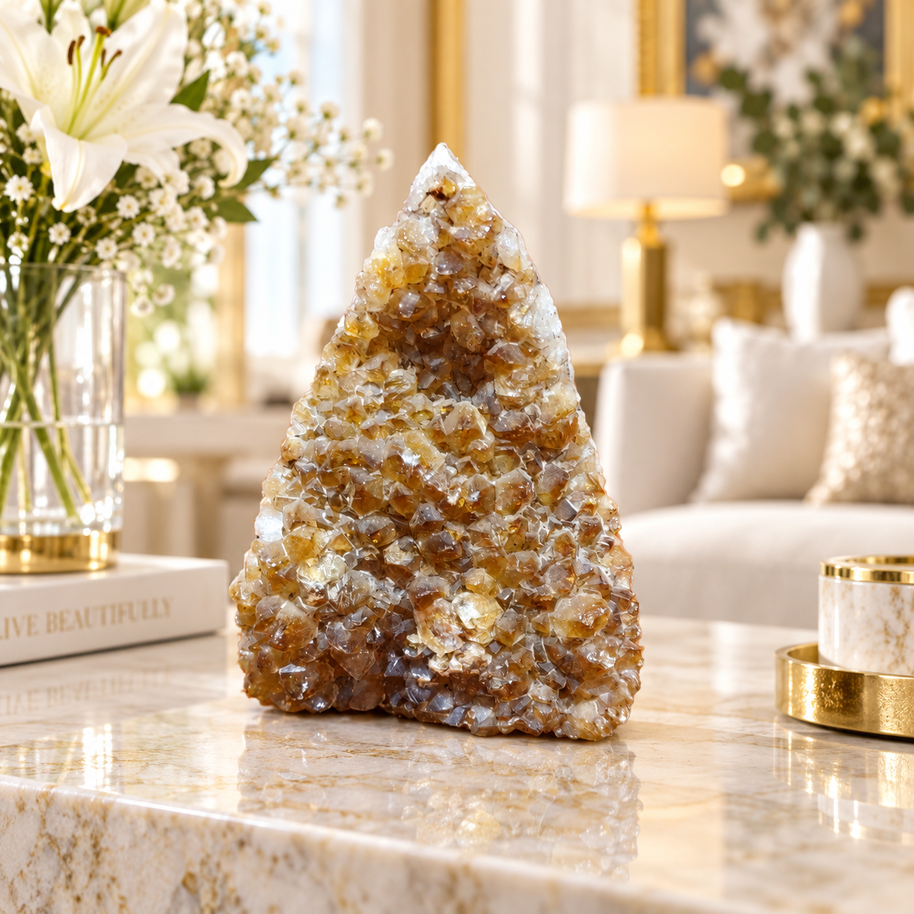 Premium Natural Citrine Crystal Décor – Symbol of Wealth, Abundance & Positivity (10× 7 cm, 422 gm)