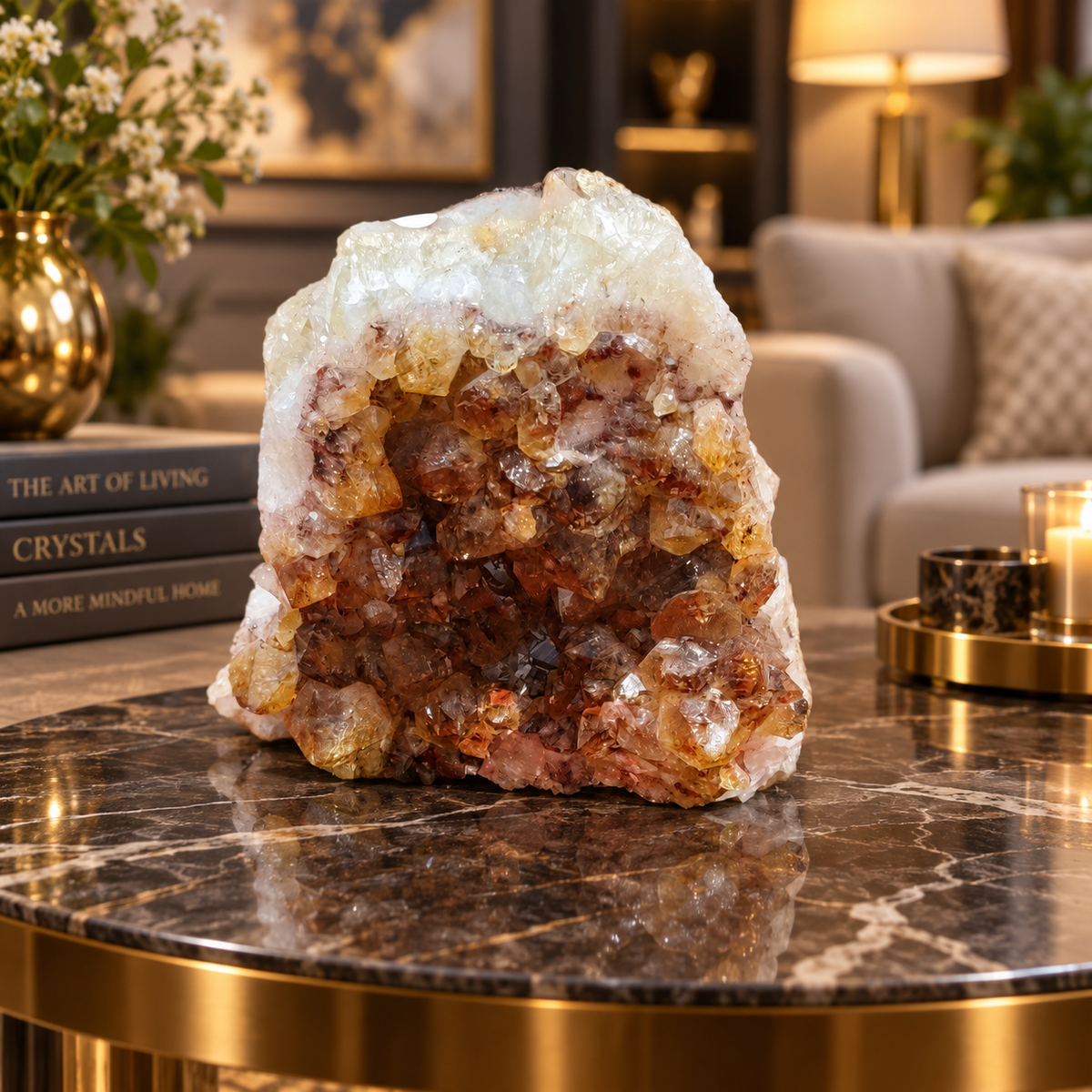 Natural Citrine Crystal Formation – Premium Abundance & Positive Energy Décor (14×13 cm, 2.023 kg)