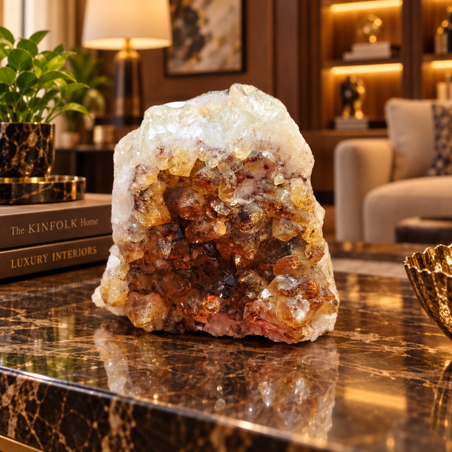 Natural Citrine Crystal Formation – Premium Abundance & Positive Energy Décor (14×13 cm, 2.023 kg)