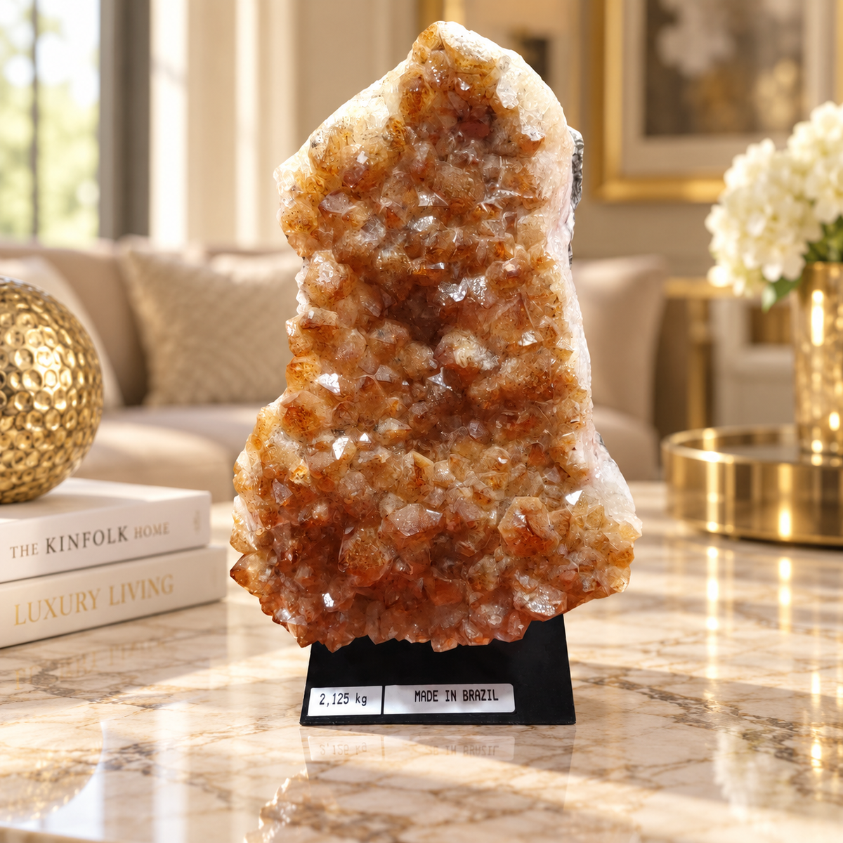 Premium Citrine Crystal Formation Décor – Abundance, Prosperity & Positivity Symbol (13×20 cm, 2.125 kg)