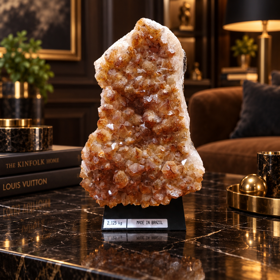 Premium Citrine Crystal Formation Décor – Abundance, Prosperity & Positivity Symbol (13×20 cm, 2.125 kg)