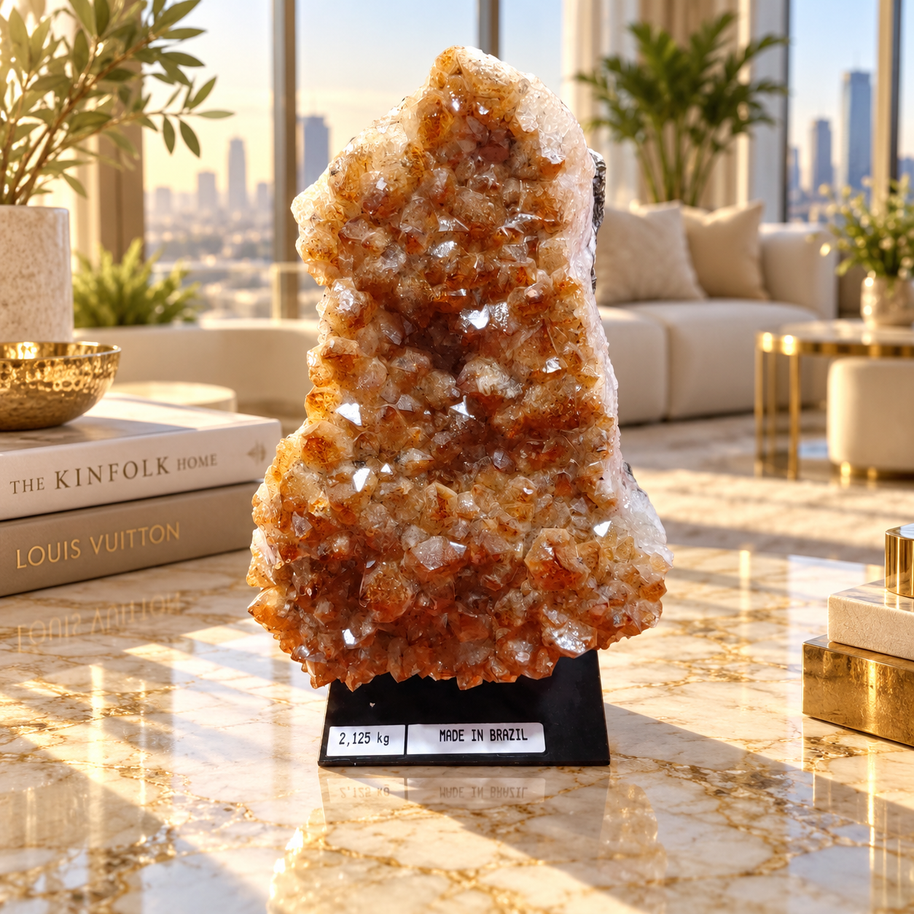 Premium Citrine Crystal Formation Décor – Abundance, Prosperity & Positivity Symbol (13×20 cm, 2.125 kg)
