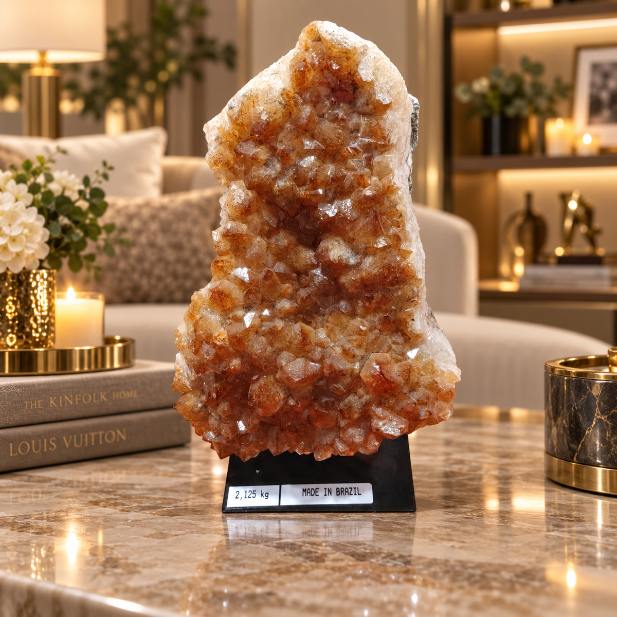 Premium Citrine Crystal Formation Décor – Abundance, Prosperity & Positivity Symbol (13×20 cm, 2.125 kg)