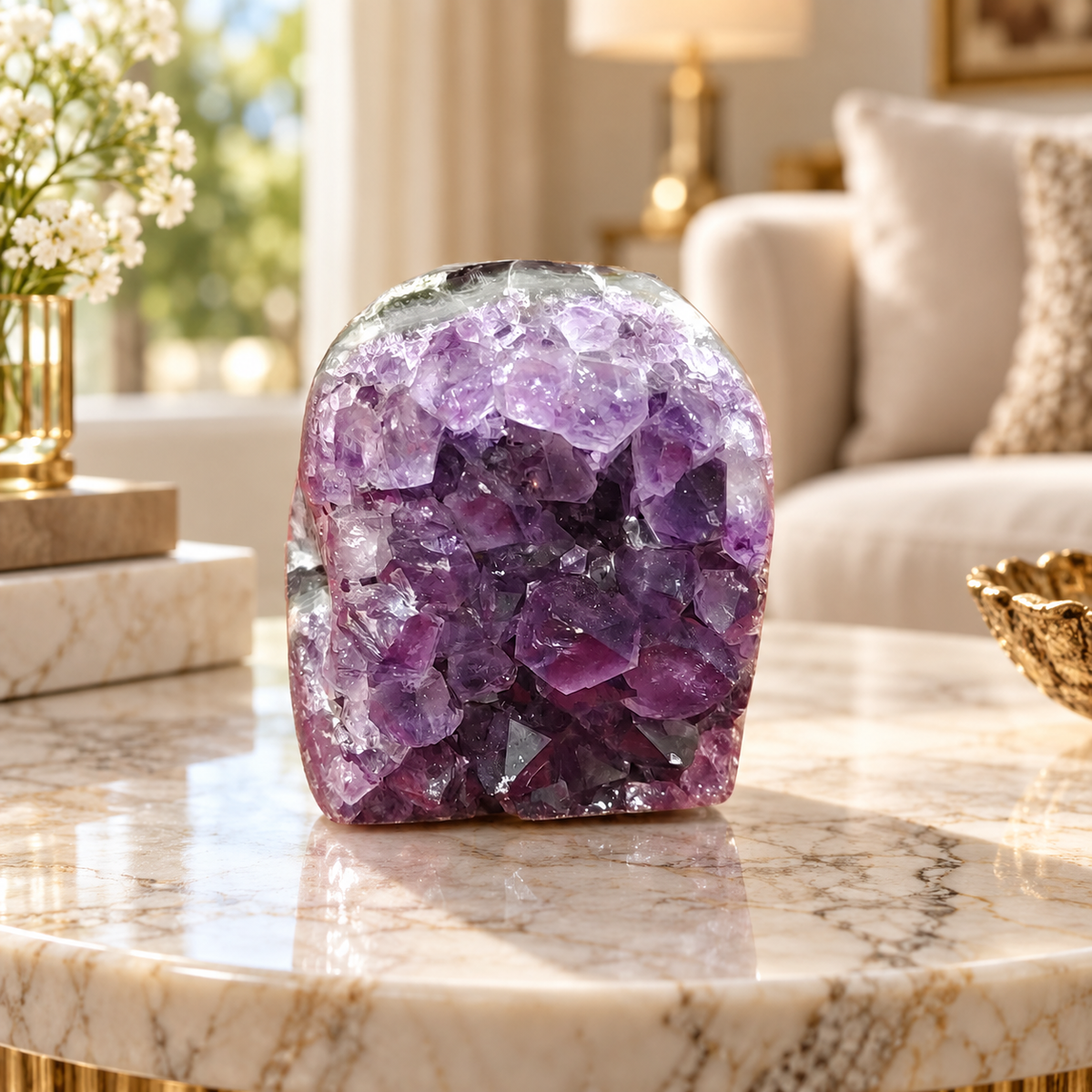 Premium Natural Amethyst Crystal – Purple Crystal Home Décor & Serenity Accent | Size: 5×6 | 410 Grams