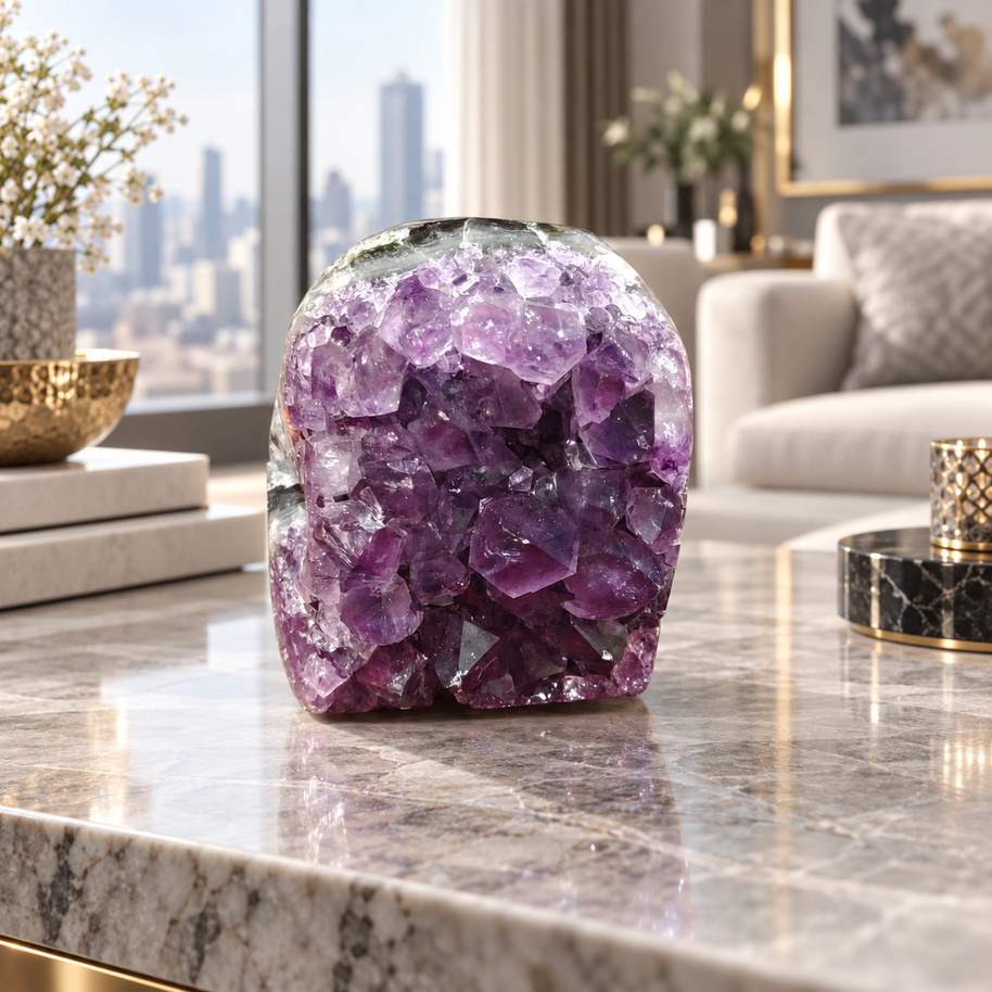 Premium Natural Amethyst Crystal – Purple Crystal Home Décor & Serenity Accent | Size: 5×6 | 410 Grams
