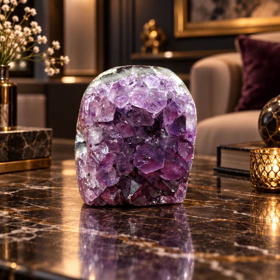 Premium Natural Amethyst Crystal – Purple Crystal Home Décor & Serenity Accent | Size: 5×6 | 410 Grams
