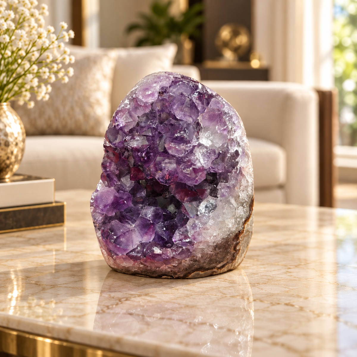 Premium Natural Amethyst Crystal – Purple Crystal Home Décor & Serenity Accent | Size: 6×7 | 327 Grams