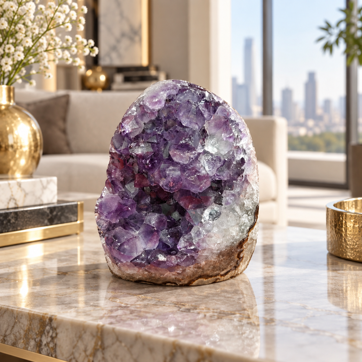 Premium Natural Amethyst Crystal – Purple Crystal Home Décor & Serenity Accent | Size: 6×7 | 327 Grams
