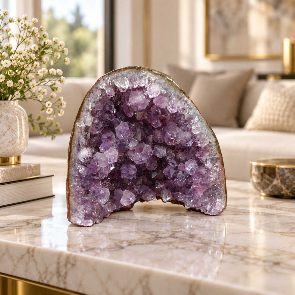 Premium Natural Amethyst Crystal – Purple Crystal Home Décor & Serenity Accent | Size: 9×7 | 262 Grams