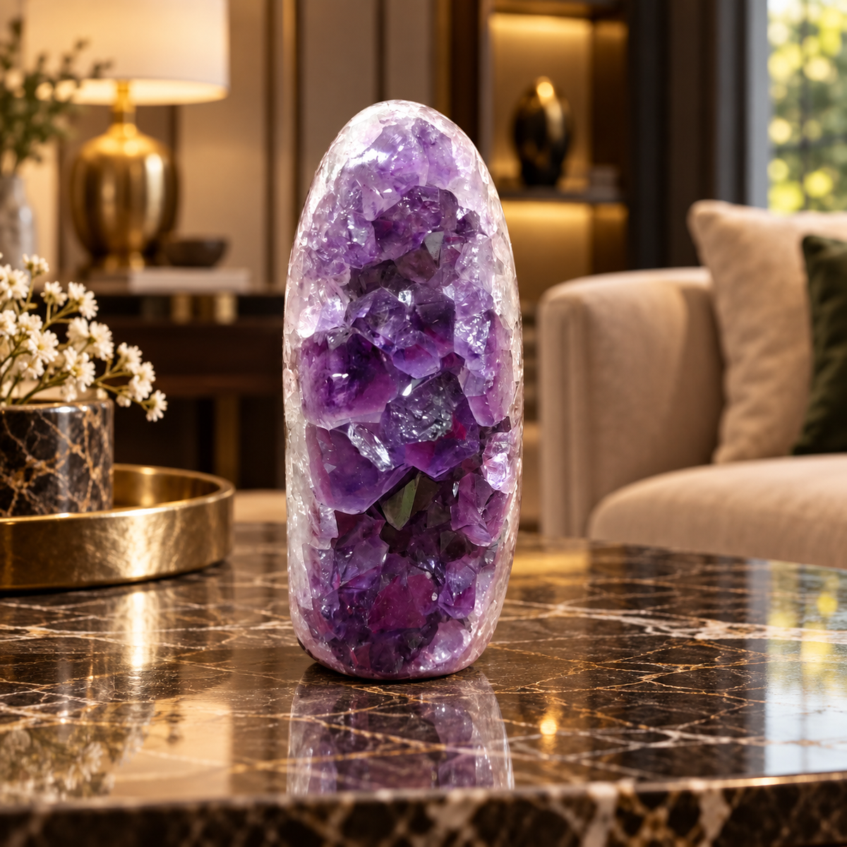 Premium Natural Amethyst Crystal – Purple Crystal Home Décor & Serenity Accent | Size: 5×10 | 554 Grams