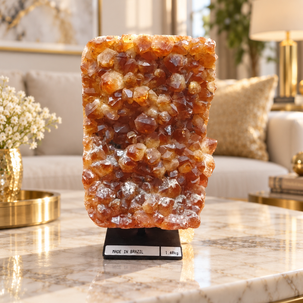 Premium Citrine Crystal Formation Décor – Abundance, Prosperity & Positivity Symbol (14×10 cm, 1.4 kg)