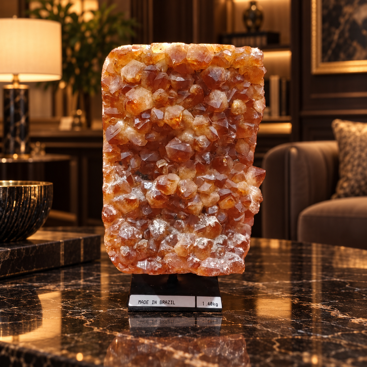 Premium Citrine Crystal Formation Décor – Abundance, Prosperity & Positivity Symbol (14×10 cm, 1.4 kg)