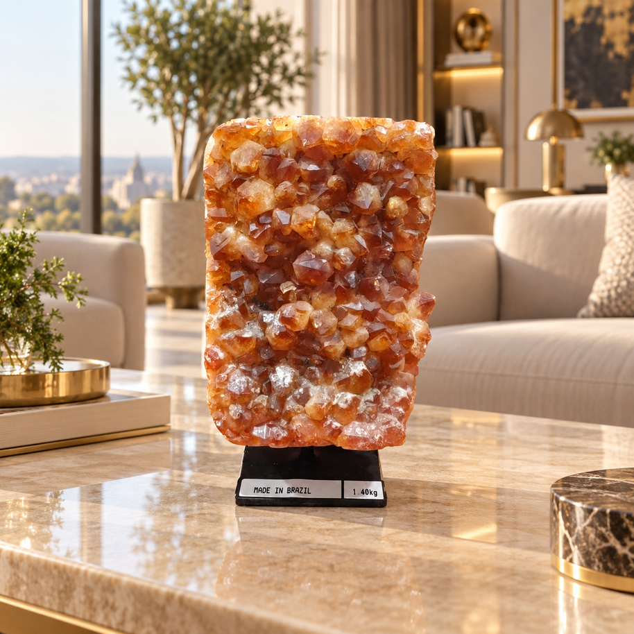Premium Citrine Crystal Formation Décor – Abundance, Prosperity & Positivity Symbol (14×10 cm, 1.4 kg)