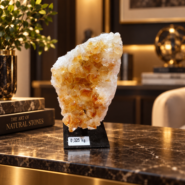 Natural Citrine Crystal Formation Décor – Premium Wealth & Positive Energy Accent (6×11 cm, 325 gm)