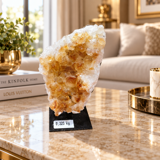 Natural Citrine Crystal Formation Décor – Premium Wealth & Positive Energy Accent (6×11 cm, 325 gm)