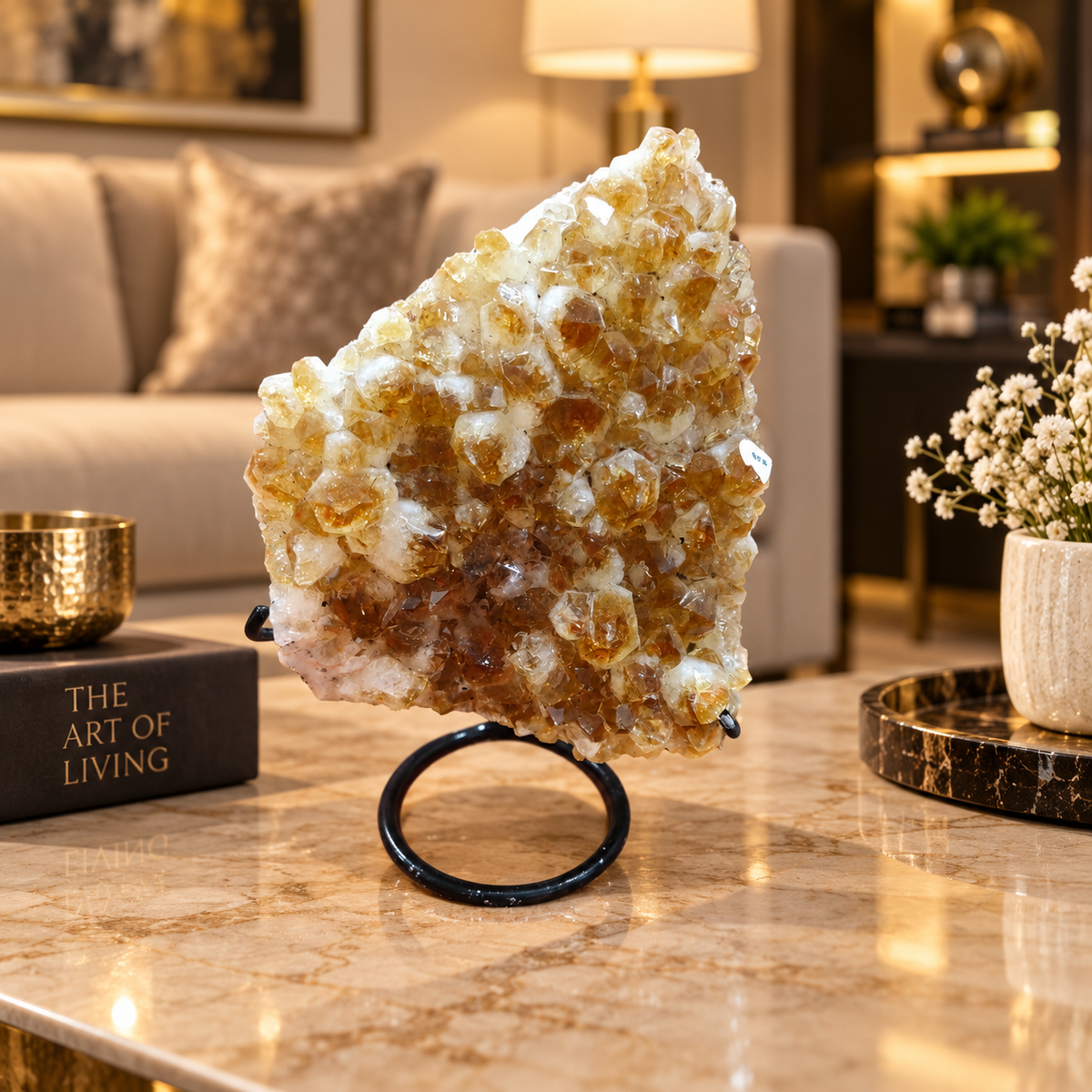Premium Citrine Crystal Cluster – Natural Abundance, Prosperity & Success Décor (13× 10 cm, 705 gm)