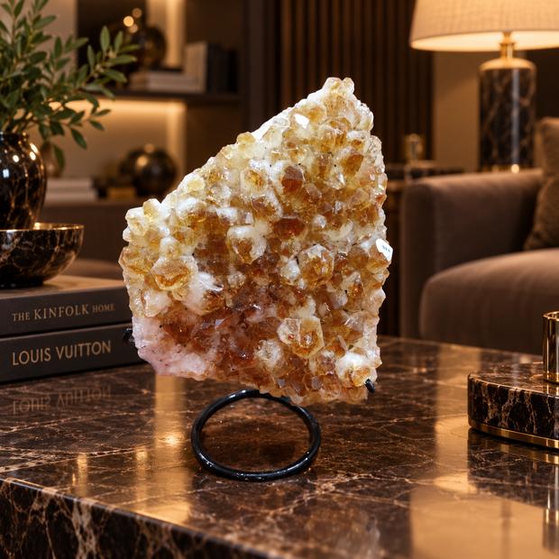 Premium Citrine Crystal Cluster – Natural Abundance, Prosperity & Success Décor (13× 10 cm, 705 gm)
