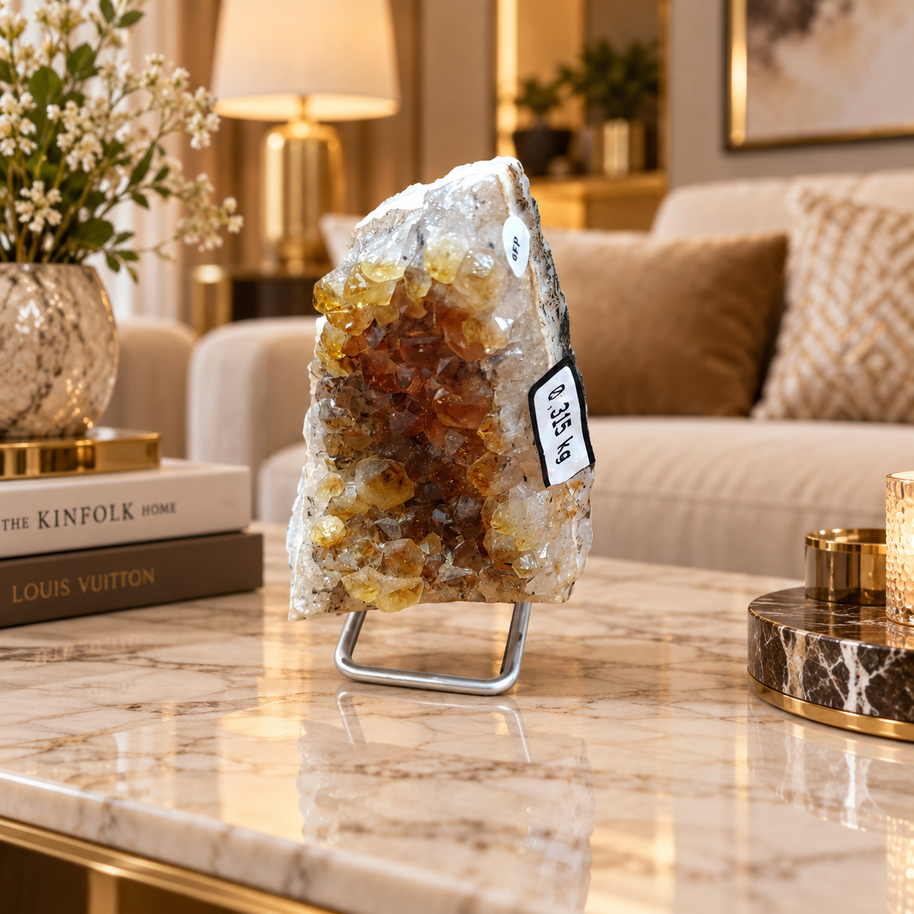 Citrine Crystal Décor Piece – Premium Natural Formation for Positivity & Abundance (7×12 cm, 315 gm)