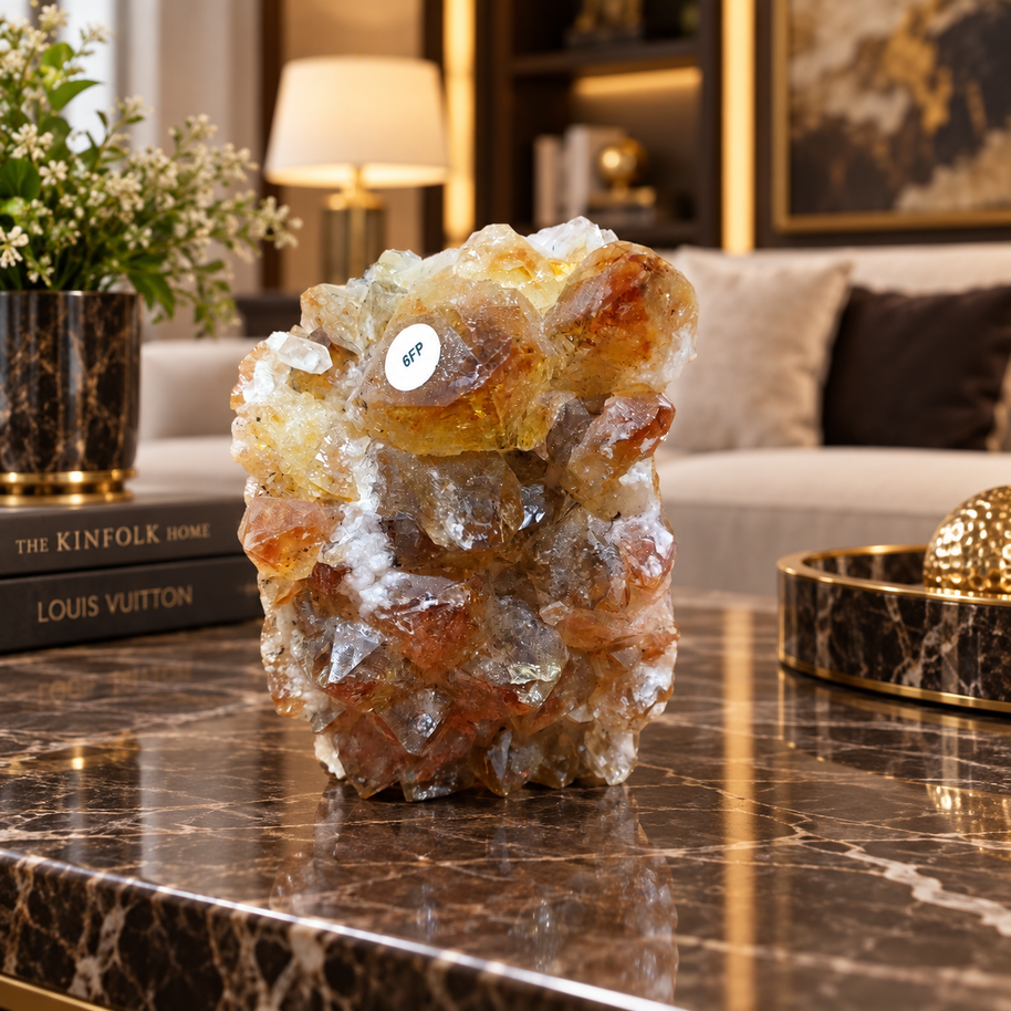 Premium Citrine Crystal Formation – Natural Prosperity & Abundance Home Décor (7×10 cm, 763 gm)