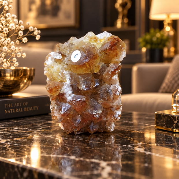 Natural Citrine Crystal Cluster Décor – Abundance, Success & Positive Energy Symbol (9×7 cm, 761 gm)