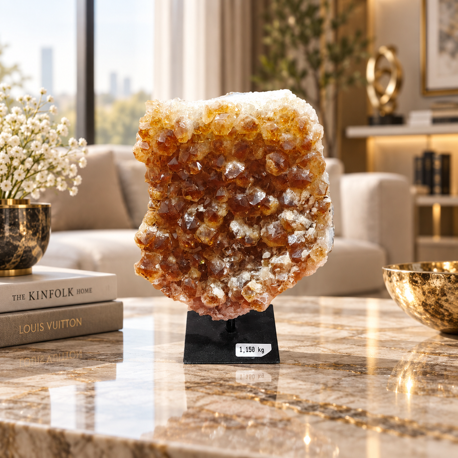 Premium Natural Citrine Crystal Décor – Symbol of Wealth, Abundance & Positivity (11×15 cm, 1.15 kg)