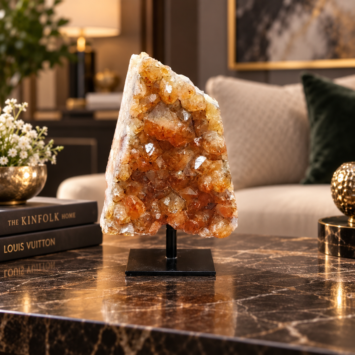 Natural Citrine Crystal Formation – Premium Abundance & Positive Energy Décor (12×8 cm, 549 gm)