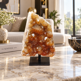 Natural Citrine Crystal Formation – Premium Abundance & Positive Energy Décor (12×8 cm, 549 gm)