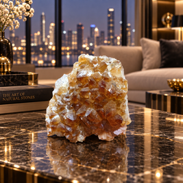 Premium Citrine Crystal Formation Décor – Abundance, Prosperity & Positivity Symbol (9×10 cm, 997 gm)