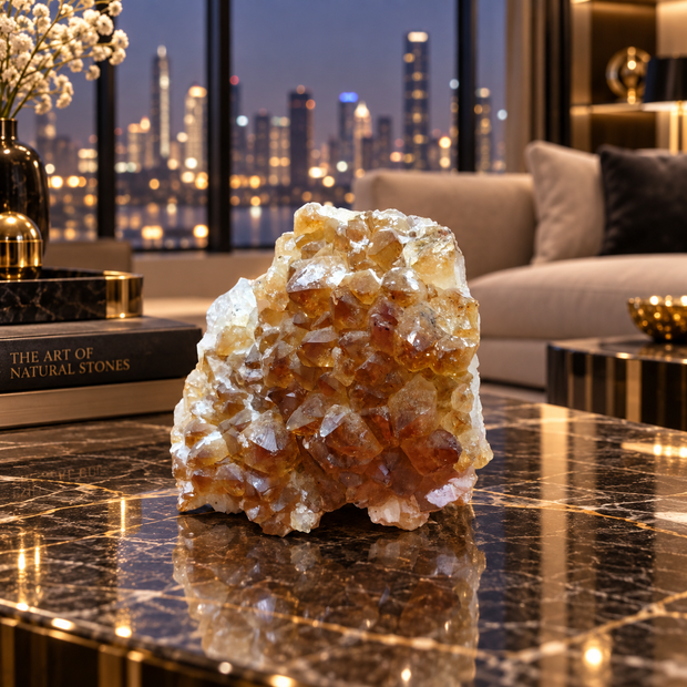 Citrine Crystal Formation Décor – Premium Natural Crystal for Abundance & Prosperity (13×7 cm, 940 gm)